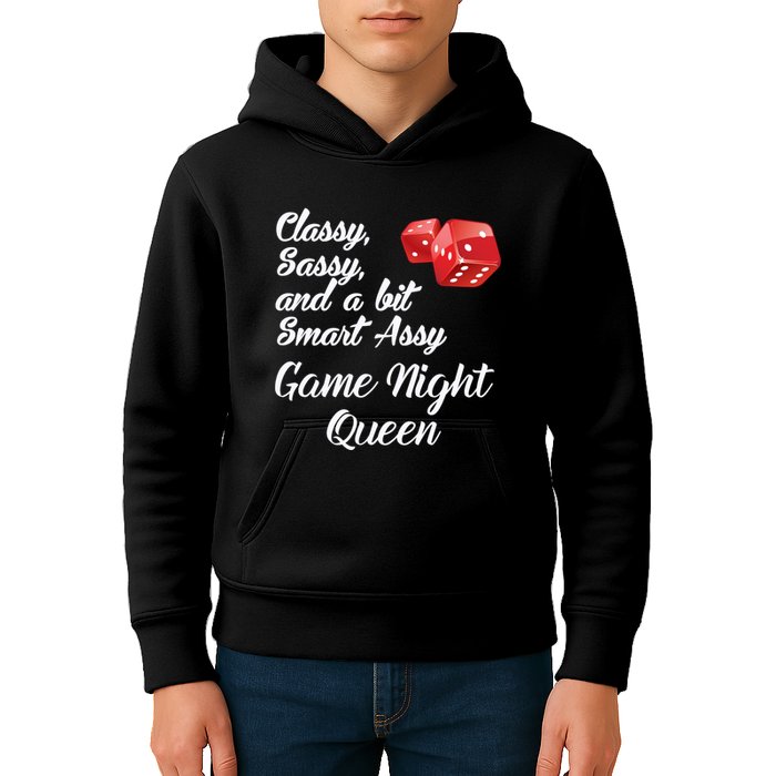 Classy Sassy And A Bit Smart Assy Game Night Queen Funny Kids Hoodie