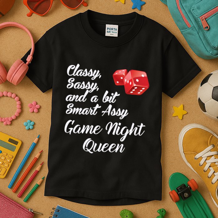 Classy Sassy And A Bit Smart Assy Game Night Queen Funny Kids T-Shirt