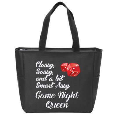 Classy Sassy And A Bit Smart Assy Game Night Queen Funny Zip Tote Bag