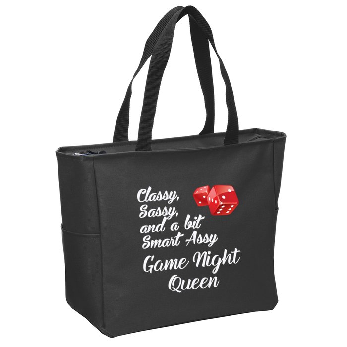 Classy Sassy And A Bit Smart Assy Game Night Queen Funny Zip Tote Bag