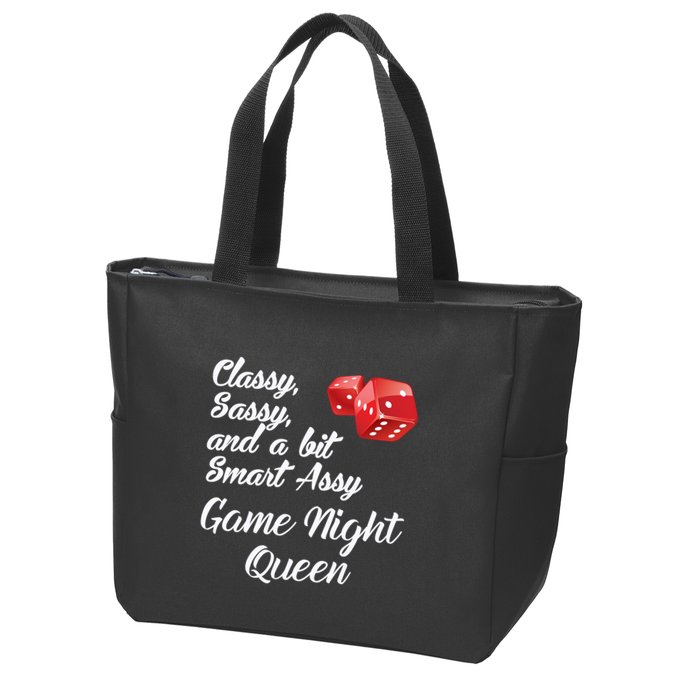 Classy Sassy And A Bit Smart Assy Game Night Queen Funny Zip Tote Bag