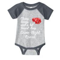Classy Sassy And A Bit Smart Assy Game Night Queen Funny Infant Baby Jersey Bodysuit