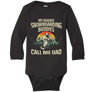 Cool Snowboarding Art Dad Father Snowboard Snowboarder Baby Long Sleeve Bodysuit