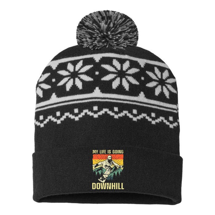 Cool Snowboarding Art Dad Father Snowboard Snowboarder USA-Made Snowflake Beanie