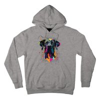 Colorful Splash Art Great Dane Portrait Puppy Owner Hoodie