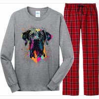 Colorful Splash Art Great Dane Portrait Puppy Owner Long Sleeve Pajama Set