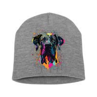 Colorful Splash Art Great Dane Portrait Puppy Owner Short Acrylic Beanie