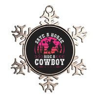 Cowgirl Save A Horse Ride A Cowboy Rodeo Western Country Metallic Star Ornament