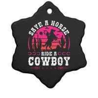 Cowgirl Save A Horse Ride A Cowboy Rodeo Western Country Ceramic Star Ornament