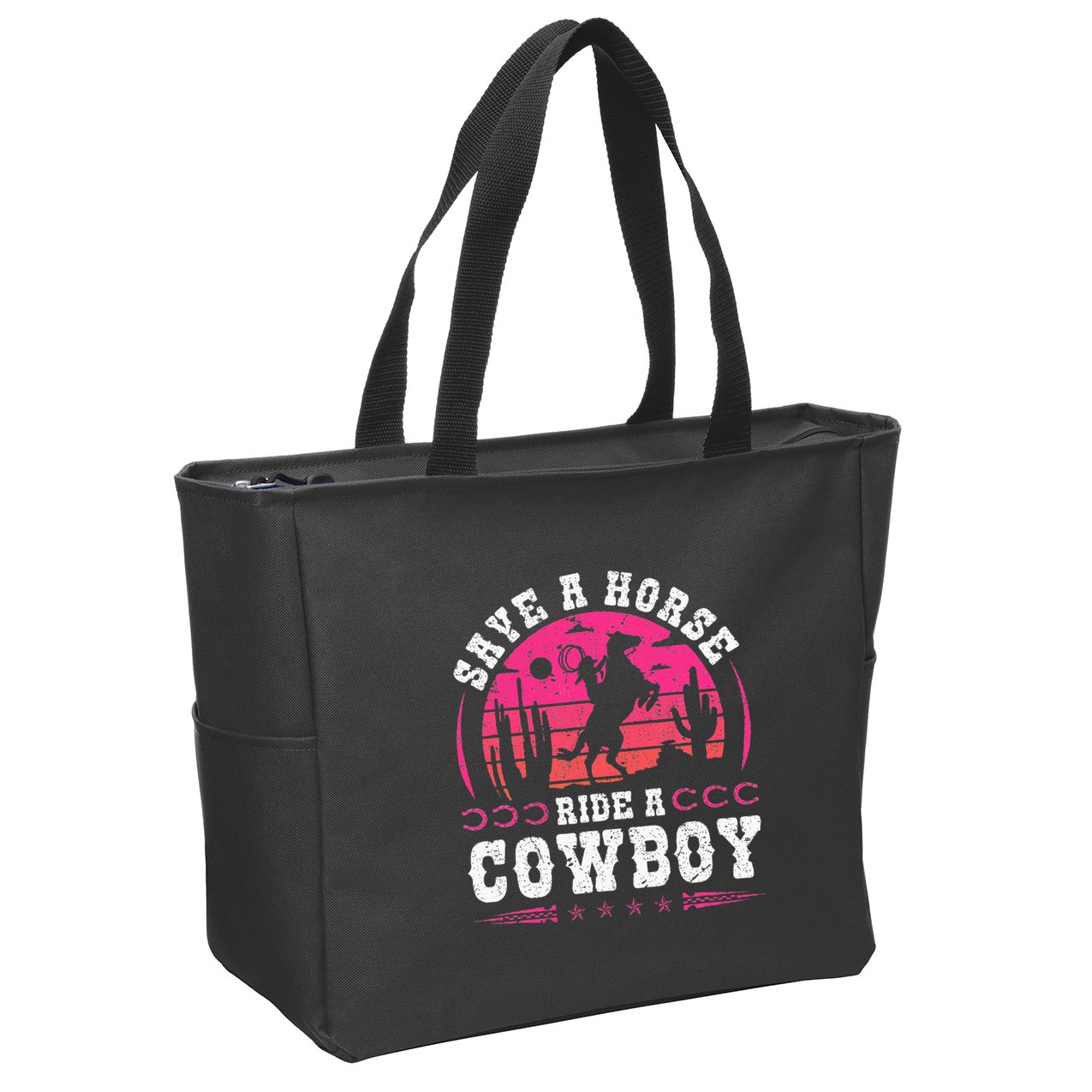 Cowgirl Save A Horse Ride A Cowboy Rodeo Western Country Zip Tote Bag