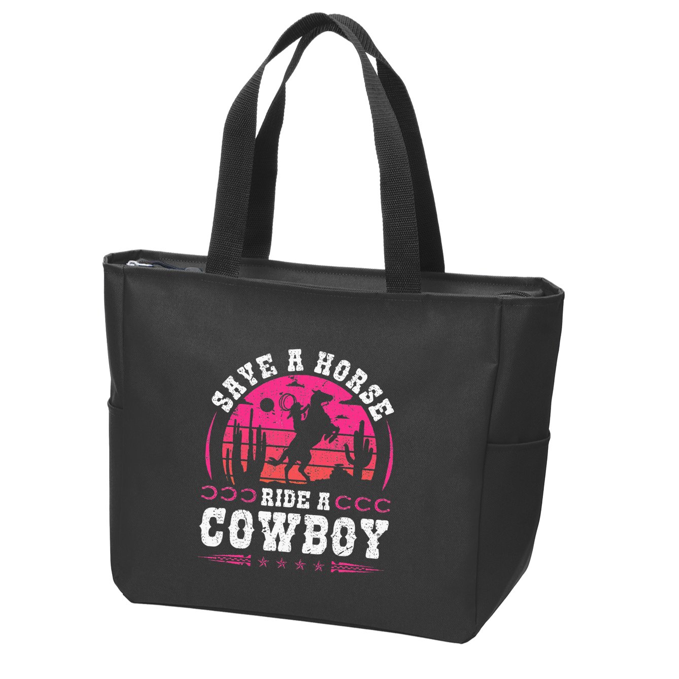 Cowgirl Save A Horse Ride A Cowboy Rodeo Western Country Zip Tote Bag