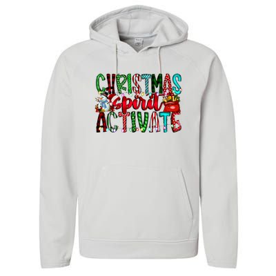 Christmas Spirit Activate Funny Christmas Xmas Performance Fleece Hoodie