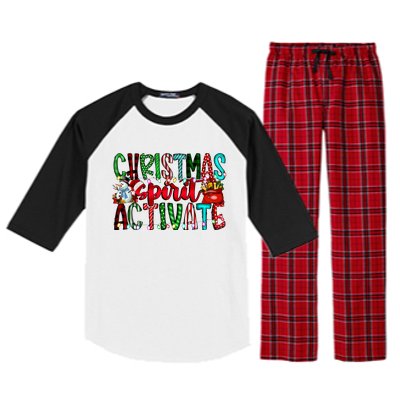 Christmas Spirit Activate Funny Christmas Xmas Raglan Sleeve Pajama Set