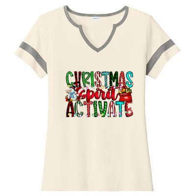 Christmas Spirit Activate Funny Christmas Xmas Ladies Halftime Notch Neck Tee