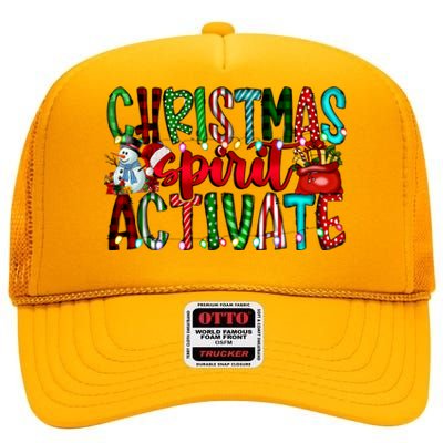 Christmas Spirit Activate Funny Christmas Xmas High Crown Mesh Back Trucker Hat