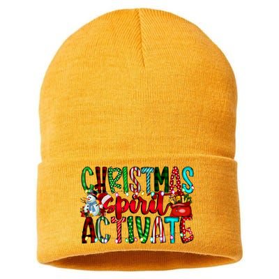 Christmas Spirit Activate Funny Christmas Xmas Sustainable Knit Beanie