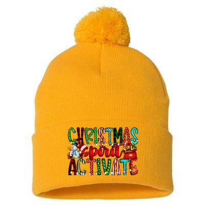 Christmas Spirit Activate Funny Christmas Xmas Pom Pom 12in Knit Beanie