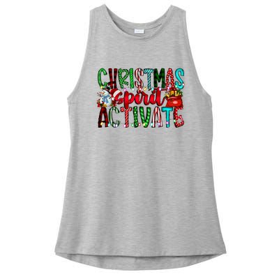 Christmas Spirit Activate Funny Christmas Xmas Ladies PosiCharge Tri-Blend Wicking Tank