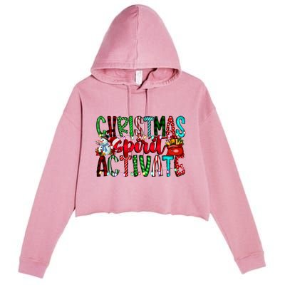 Christmas Spirit Activate Funny Christmas Xmas Crop Fleece Hoodie