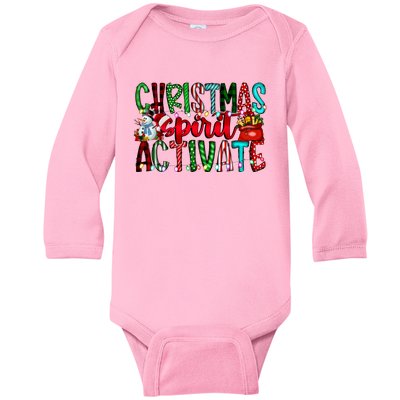 Christmas Spirit Activate Funny Christmas Xmas Baby Long Sleeve Bodysuit