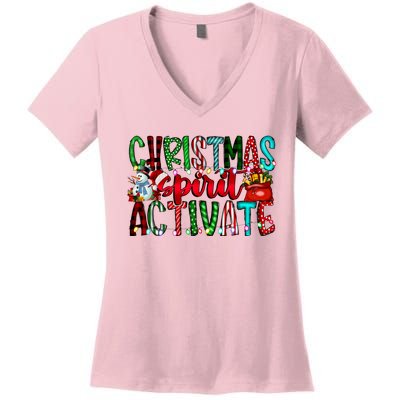 Christmas Spirit Activate Funny Christmas Xmas Women's V-Neck T-Shirt