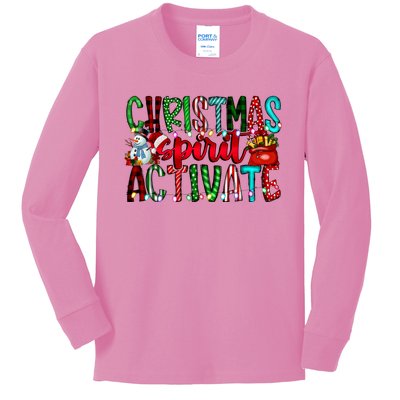 Christmas Spirit Activate Funny Christmas Xmas Kids Long Sleeve Shirt