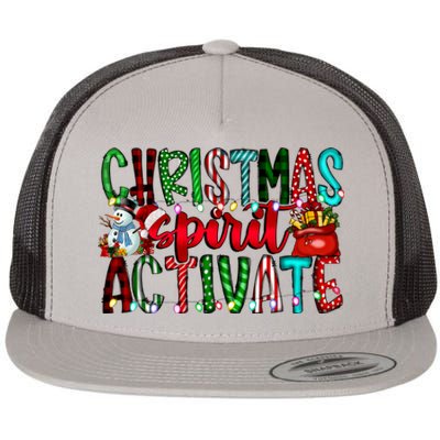 Christmas Spirit Activate Funny Christmas Xmas Flat Bill Trucker Hat