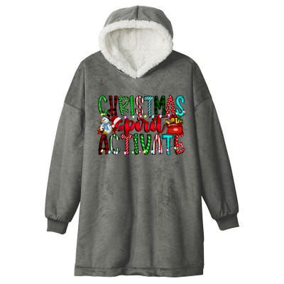 Christmas Spirit Activate Funny Christmas Xmas Hooded Wearable Blanket