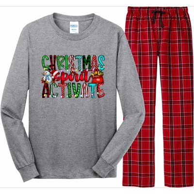 Christmas Spirit Activate Funny Christmas Xmas Long Sleeve Pajama Set