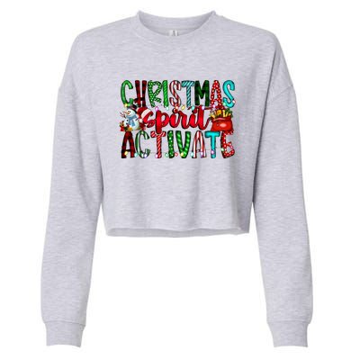 Christmas Spirit Activate Funny Christmas Xmas Cropped Pullover Crew