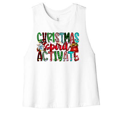 Christmas Spirit Activate Funny Christmas Xmas Women's Racerback Cropped Tank