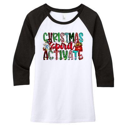 Christmas Spirit Activate Funny Christmas Xmas Women's Tri-Blend 3/4-Sleeve Raglan Shirt