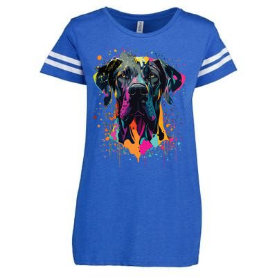 Colorful Splash Art Great Dane Portrait Puppy Owner Enza Ladies Jersey Football T-Shirt