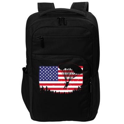 Cool Skydiving Art Men Women Skydiver American Flag Skydive Impact Tech Backpack