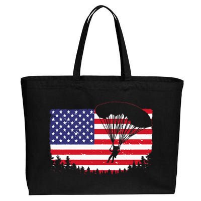 Cool Skydiving Art Men Women Skydiver American Flag Skydive Cotton Canvas Jumbo Tote