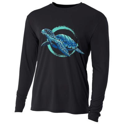 Cute Sea Animal Lover Ocean Pet Owner Gift Aquarium Turtle Cooling Performance Long Sleeve Crew