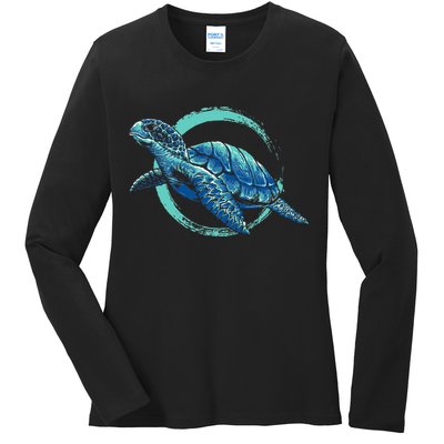 Cute Sea Animal Lover Ocean Pet Owner Gift Aquarium Turtle Ladies Long Sleeve Shirt
