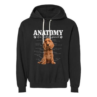 Cocker Spaniel Anatomy Funny Cute Dog Cocker Spaniel Mom Dad Garment-Dyed Fleece Hoodie