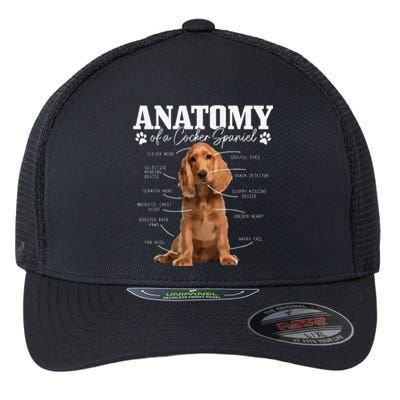 Cocker Spaniel Anatomy Funny Cute Dog Cocker Spaniel Mom Dad Flexfit Unipanel Trucker Cap