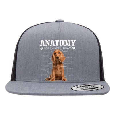 Cocker Spaniel Anatomy Funny Cute Dog Cocker Spaniel Mom Dad Flat Bill Trucker Hat