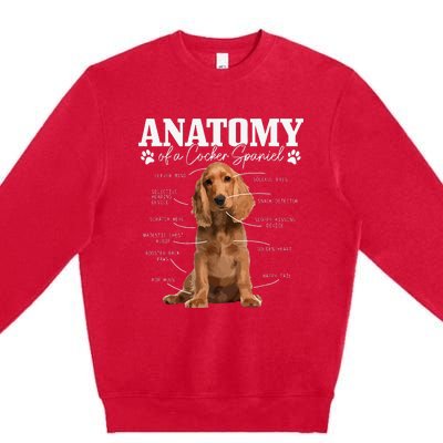 Cocker Spaniel Anatomy Funny Cute Dog Cocker Spaniel Mom Dad Premium Crewneck Sweatshirt