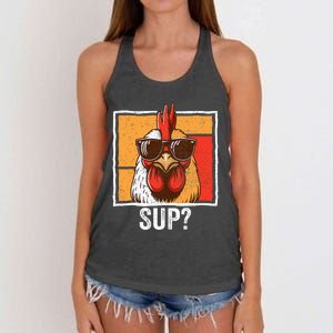 Chicken Sunglasses Animal Farm Funny For Farmer Women's Knotted Racerback Tank