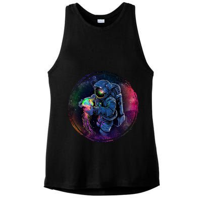 Cool Space Astronaut Jellyfish Galaxy Ladies PosiCharge Tri-Blend Wicking Tank