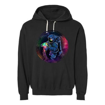 Cool Space Astronaut Jellyfish Galaxy Garment-Dyed Fleece Hoodie