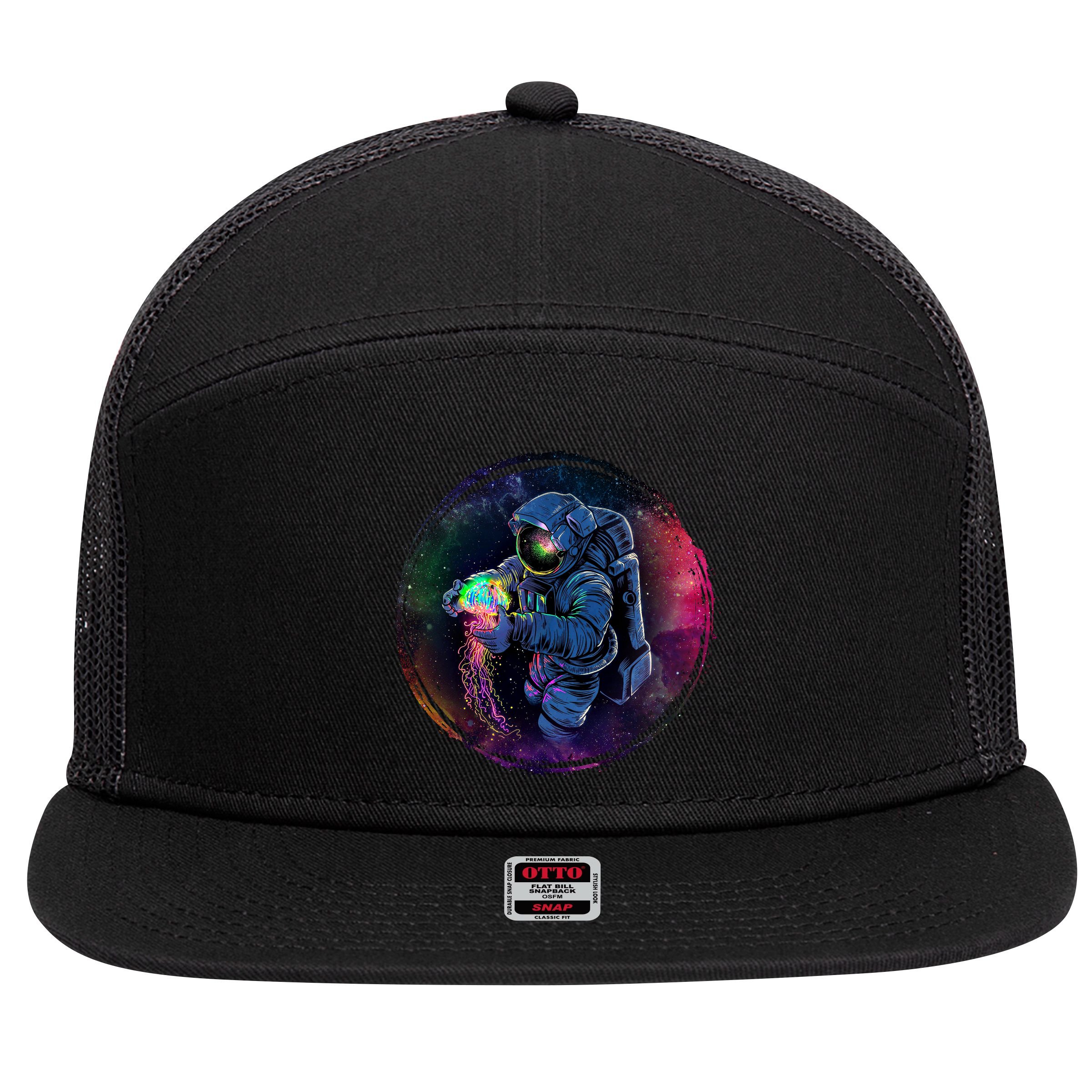 Cool Space Astronaut Jellyfish Galaxy 7 Panel Mesh Trucker Snapback Hat