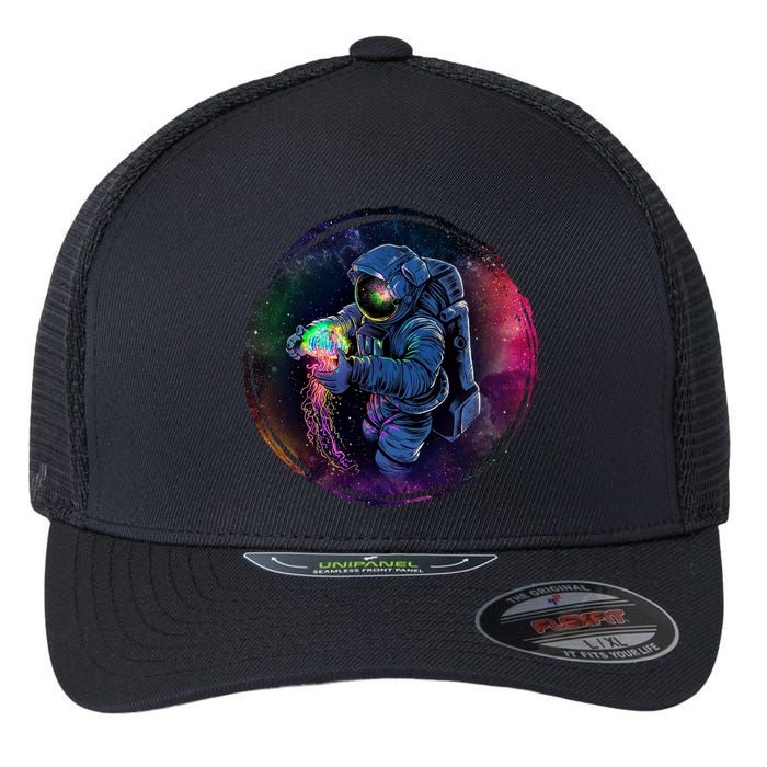 Cool Space Astronaut Jellyfish Galaxy Flexfit Unipanel Trucker Cap
