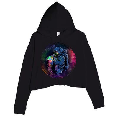 Cool Space Astronaut Jellyfish Galaxy Crop Fleece Hoodie