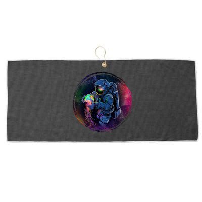 Cool Space Astronaut Jellyfish Galaxy Large Microfiber Waffle Golf Towel