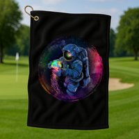 Cool Space Astronaut Jellyfish Galaxy Golf Towel