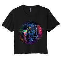 Cool Space Astronaut Jellyfish Galaxy Women's Crop Top Tee